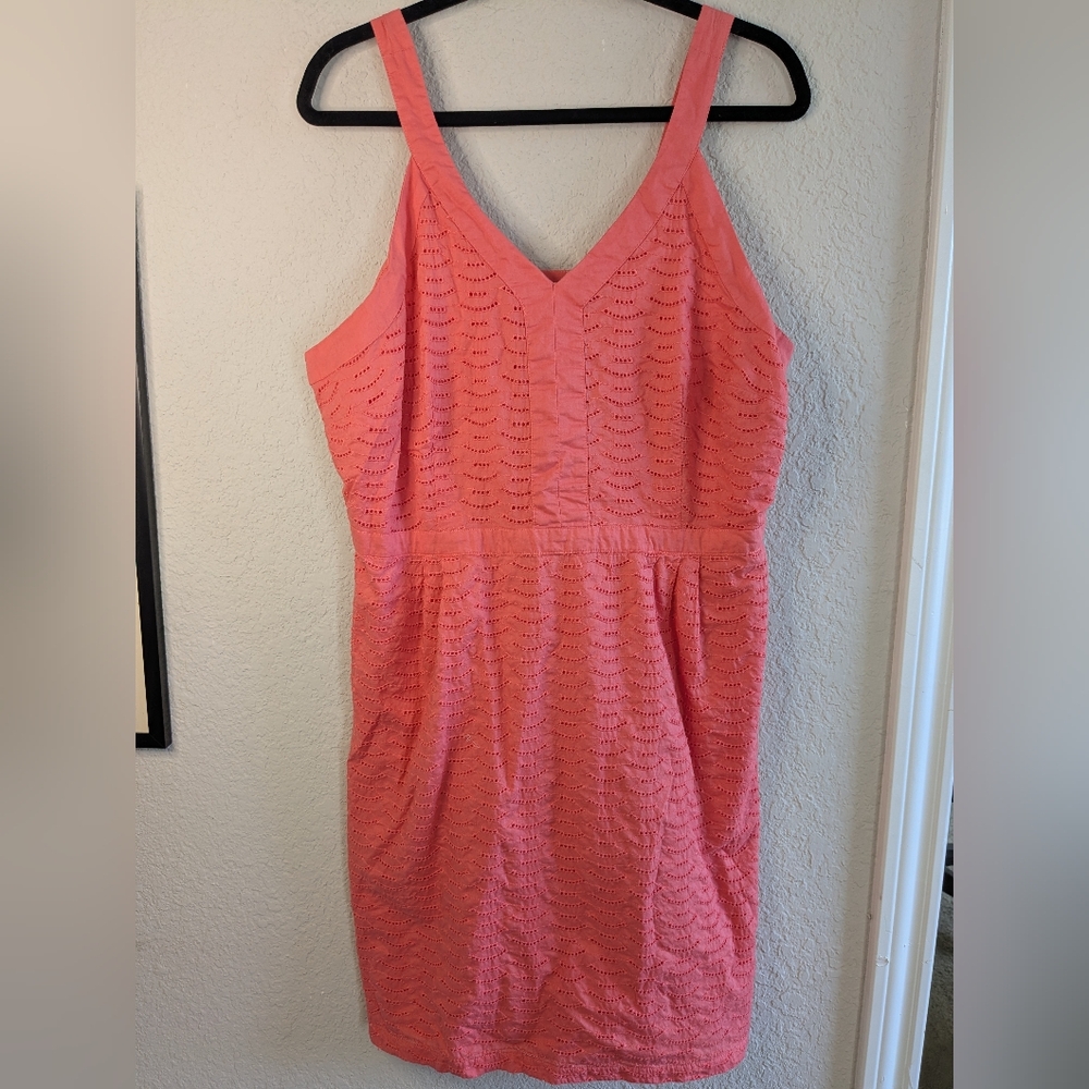 Old Navy Coral Eyelet Midi Dress Size 16 Cotton Summer Spring